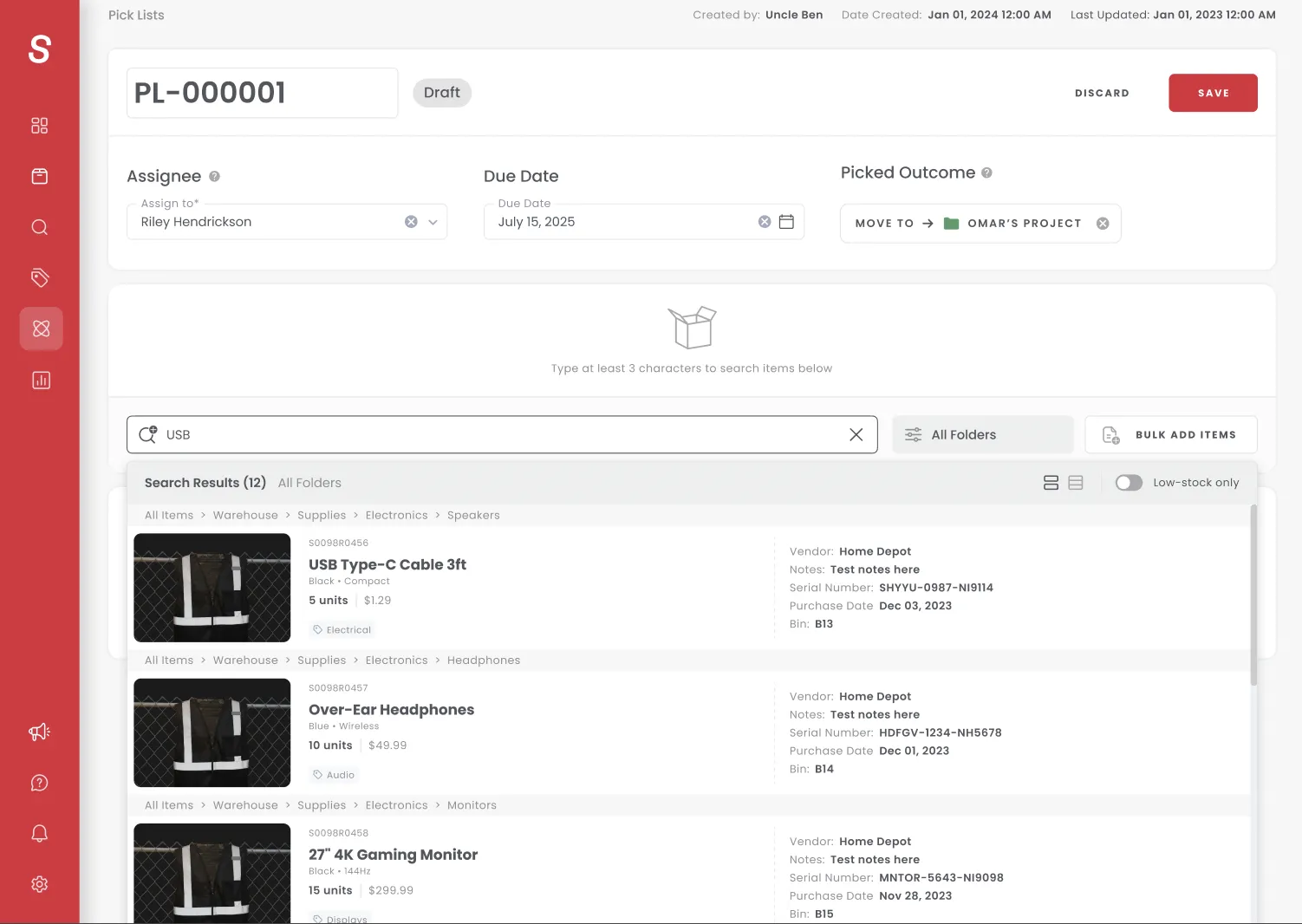 Enhanced Search with filtered results in Sortly